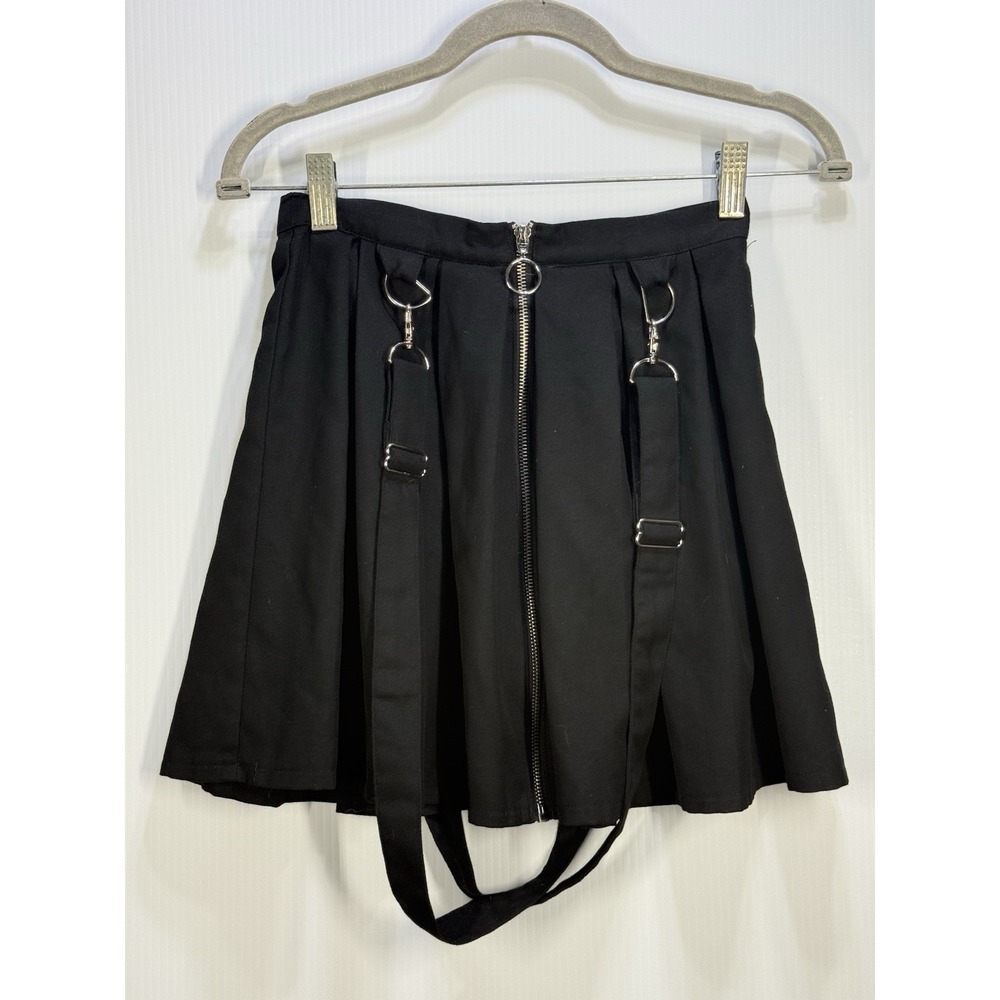 Hot Topic Black Pleated Suspender Skirt Zip Front Goth Emo Punk Women's XS